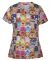 JB's LADIES SCRUB TOP PRINTED RAINING CATS & DOGS 